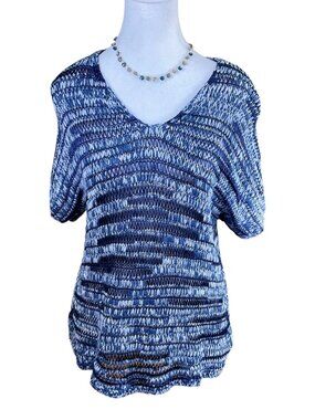 Eileen Fisher Sweater Top Cotton Blend Blue (M)